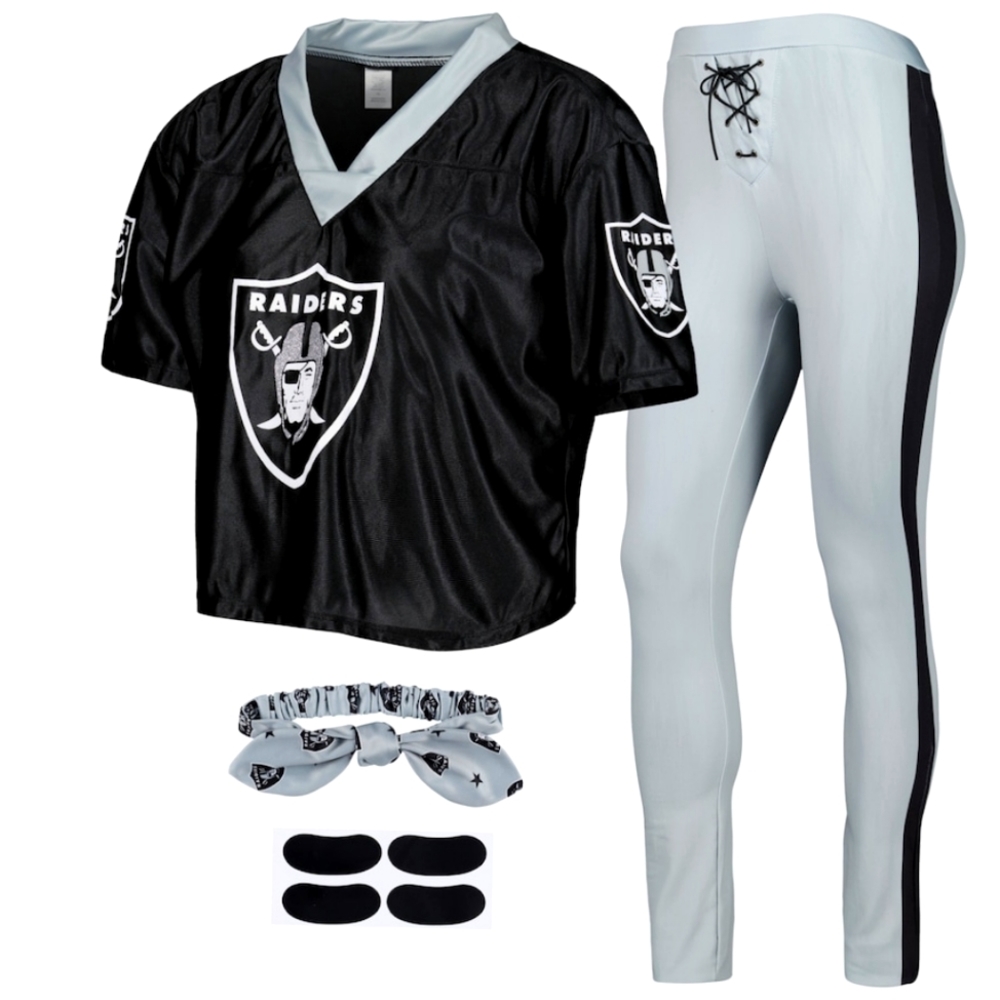 Women's Las Vegas Raiders Black/Silver Game Day Costume Set. Size XL